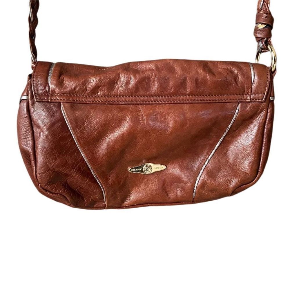 Elliot Lucca Brown Genuine Leather Purse, Brown Braided Strap